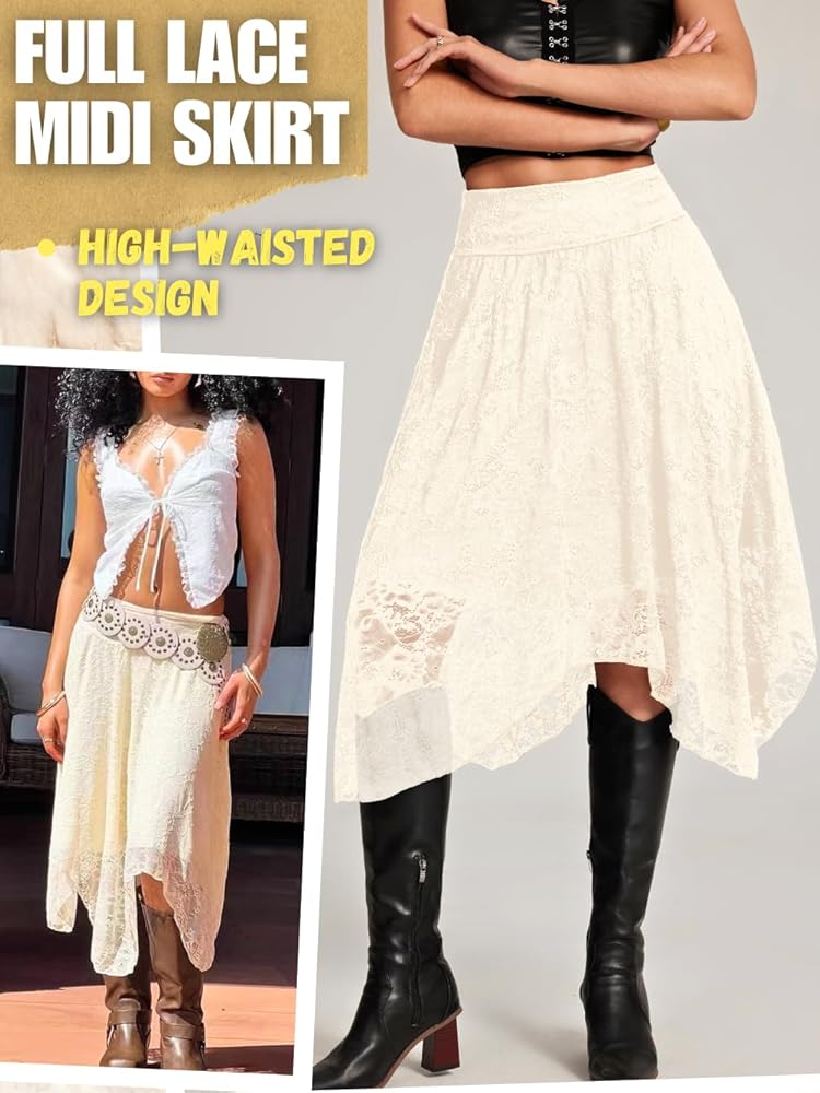 Amazon.com: EHSUYAB Women's Lace Midi Skirt, Lining Layer